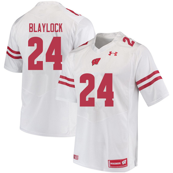 Wisconsin Badgers Men's #24 Travian Blaylock NCAA Under Armour Authentic White College Stitched Football Jersey XE40S36FH